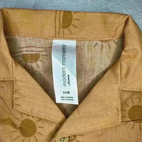 Modern Moments, 0-3 Months Baby Unisex Romper, Mocha, Suns, NWT - Picture 2 of 11